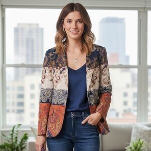 ETRO MILANO Blazer Paisley Floral Multicolor Woman Made in Italy Sz M(44)